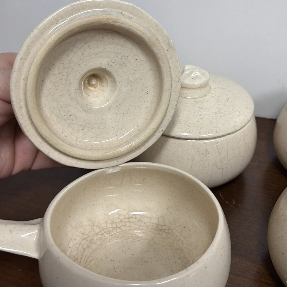 Vintage McCoy Chili/Soup Bowls With Handle & Lid Set Of‎ 4
